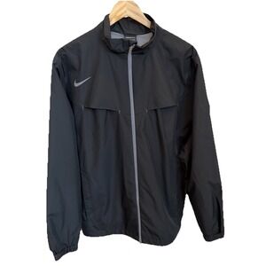 Nike Golf Storm Fit Jacket Mens L Black Windbreaker Full Zip Deep Pockets Rain